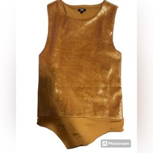 Beautiful Bronze sequins bodysuit top is sleeveless by Express in a size L